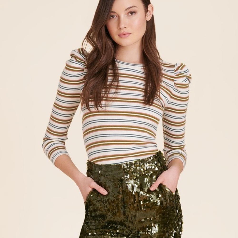 NWT Veronica Beard Britney Puff Sleeve Top Sz M